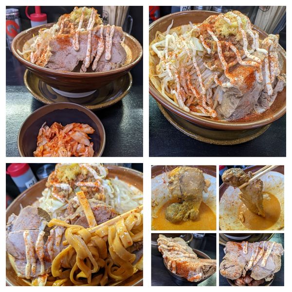 「冷やしまぜそば(オロチョン)➕大盛り✖️3➕キムチ」@僕との麺の写真