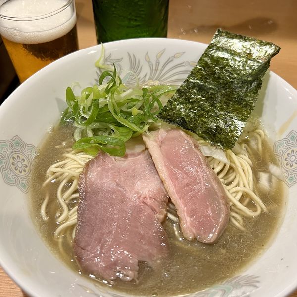 「煮干中華蕎麦＋瓶ビール」@北千住煮干中華蕎麦 かれんの写真
