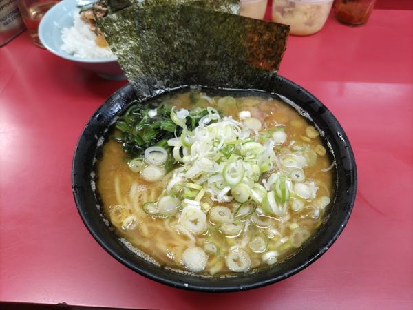 「並ﾗｰﾒﾝ+ﾈｷﾞ+まぶしご飯（1000円）」@ラーメン杉田家の写真