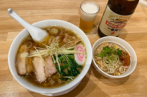 「生姜らーめん & くにや飯 & 餃子3ケ & 瓶ビール」@佐野らーめん くにやの写真