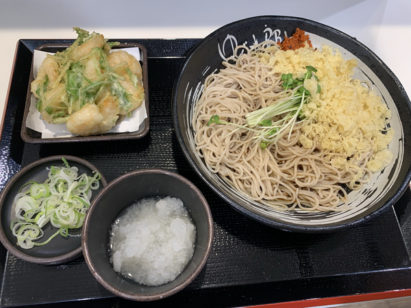 「ほぼ海老だけのかきあげ蕎麦[冷](650円)+鬼おろし」@ゆで太郎 西五反田本店の写真
