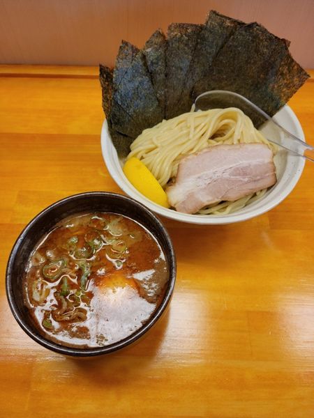 「味玉海老とんつけ麺 + 海苔3枚×2」@麺処 諭吉 筑西玉戸店の写真