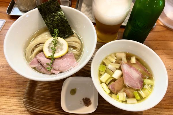 「昆布水つけめん塩ver. & 燻製豚レアチャー丼ステーキS &」@アメノオトの写真