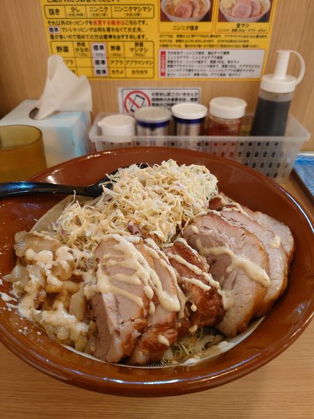 「大豚W麺マシ 冷やし変更  アブラ  ガリマヨ」@豚山 蒲田店の写真