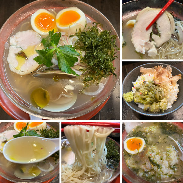 「【限定】貝出汁と煮干しの冷やしそば950円追い茶漬け100円」@まるふじ食堂の写真