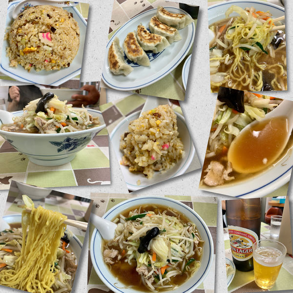 「もやしそば690円＋チャーハン＋餃子＋🍺」@平和軒の写真