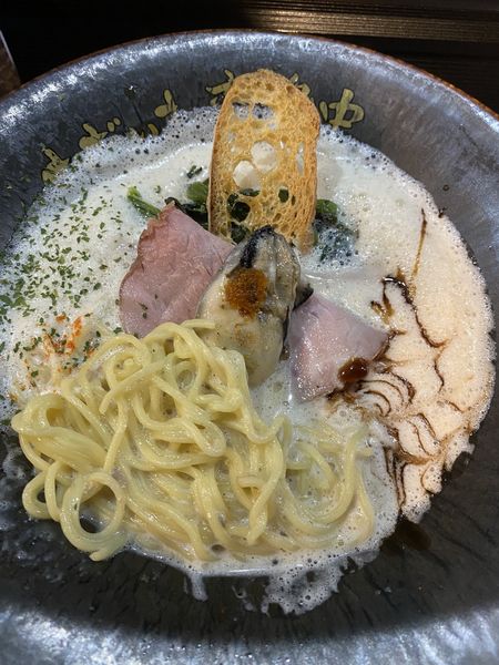 「牡蠣らーめん鯛x豆乳890+フレンチ和え玉300」@ただいま、変身中。の写真