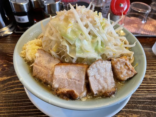「太麺 ニンニク」@らぁめん大山 中里店の写真