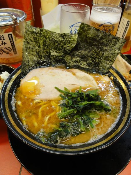 「ラーメン硬薄多小ライス🍺🍺」@柏 王道家の写真