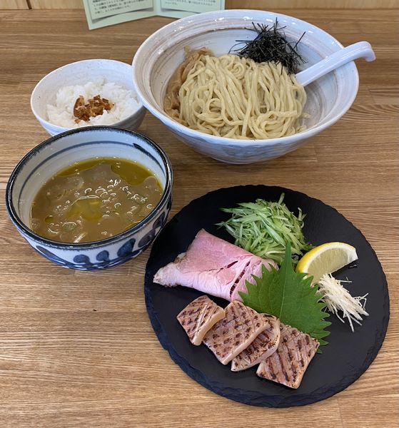 「限定 烏賊肝と煮干しのつけそば(割り飯付き)¥1100+α」@中華そば きなりの写真