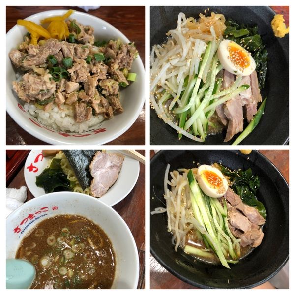 「冷やし中華麺半750✖️2魚介豚骨つけ麺並900ぶためし小20」@さつまっこ 田園調布店の写真