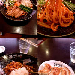 『辛まぜそば+追い飯+餃子3個(¥890+90+320)』