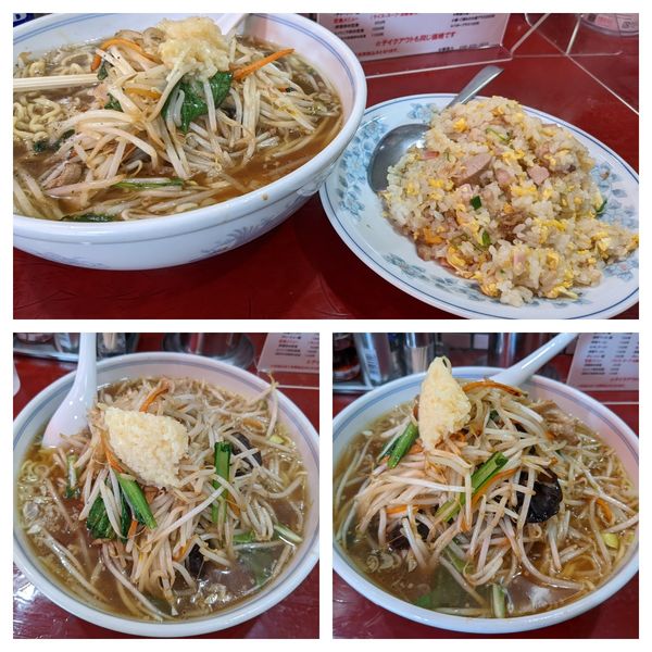 「もやしラーメン半炒飯セット➕麺大盛り、ニンニク入りで」@喜久の写真