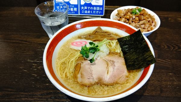 「背脂中華ソバ８８０円&肉めし小200円」@Miya De La Soulの写真