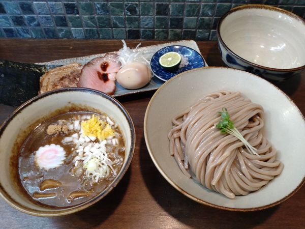 「特製つけ麺中＋徳島産すだちと特選塩セット」@麺屋みつば＋クローバーの写真