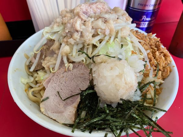 「大冷し汁なしFIRE FIRE  ヤサイアブラマシマシニンニク」@ラーメン二郎 中山駅前店の写真