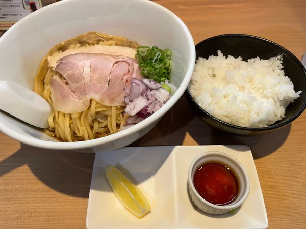 「まぜそば850円、白米150円」@らぁ麺 ふじ田 水戸本店の写真