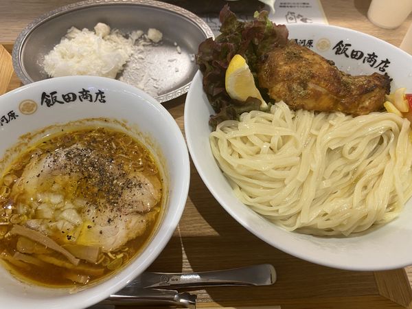 「限定 カレーつけ麺+パルミジャーノご飯 1300+150」@湯河原 飯田商店の写真