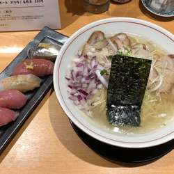 貝出汁塩らぁー麺＋鮨五貫 1,200円