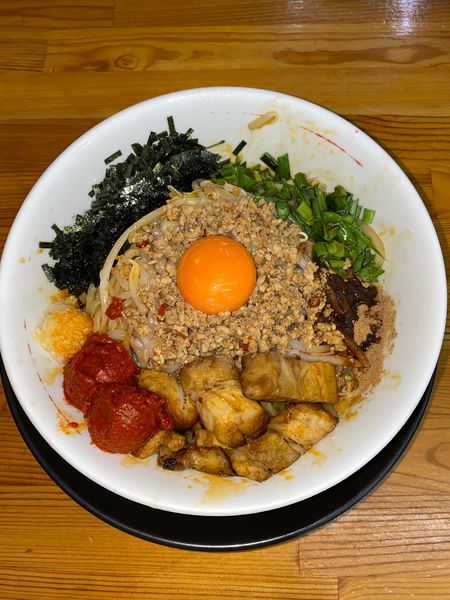 「誤爆まぜそば大盛誤爆玉冷やし¥1,120円」@ラーメン・つけ麺 爆王の写真