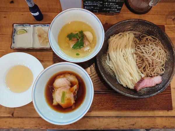 「Feelつけ麺＋塩・醤油＋大盛り＋スープ割り」@Ramen FeeLの写真