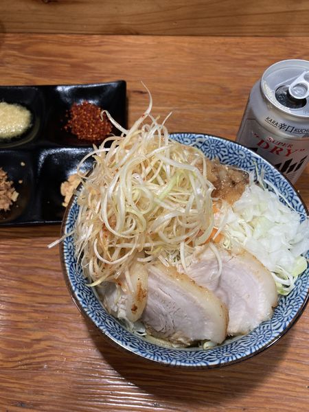 「ネギまぜそば、豚マシマシ、アブラ、玉ねぎ」@まぜそば さなじの写真