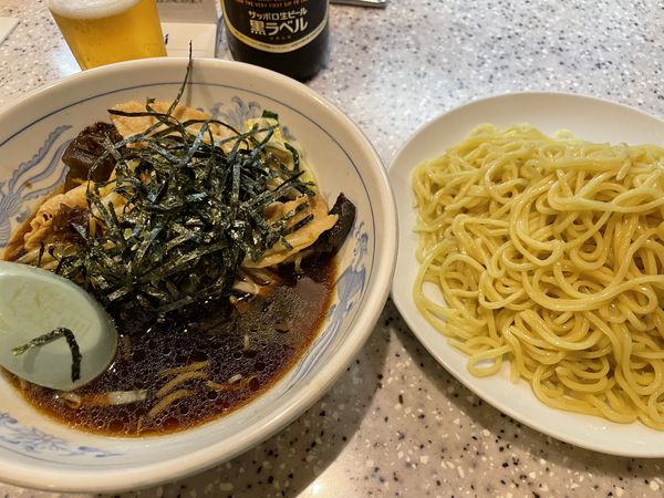 「肉野菜つけ麺大盛り、黒ラベル」@つけ麺みなみの写真