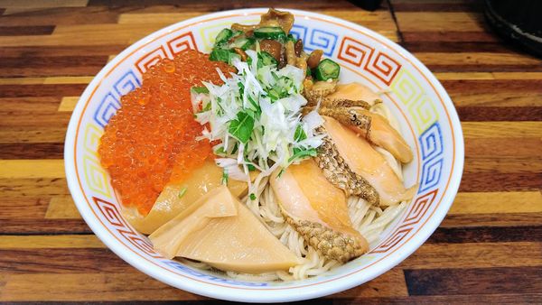 「【限定】イクラと鮭のねばトロぶっかけ親子冷やし」@鮮魚らーめん 五ノ神水産の写真