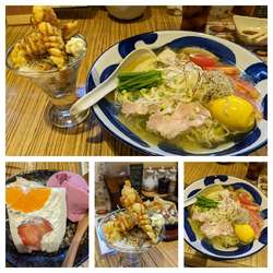 【限定】冷やしラーメン（ランチ大盛り無料）＋クリスタル天丼