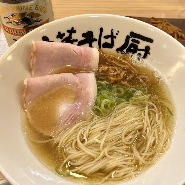 「せんべろラーメンセット（ビール・醤油あっさり中華そば）」@中華そば厨の写真
