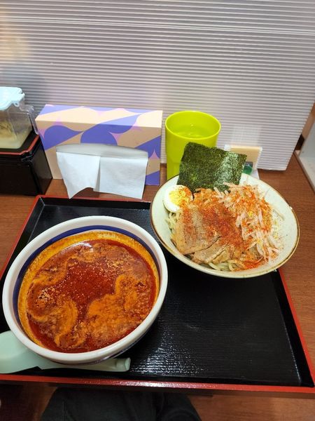 「つけ麺レッド(2辛)」@山勝角ふじ 二十世紀が丘店の写真