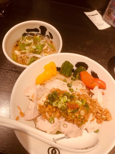 「ネギ塩冷しつけ麺 1100円」@麺屋武蔵 武骨相傳の写真