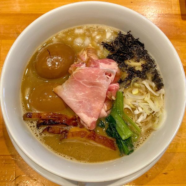 「特製濃厚煮干そば ¥1,250 半熟味玉 ¥100」@中華そば 山下の写真