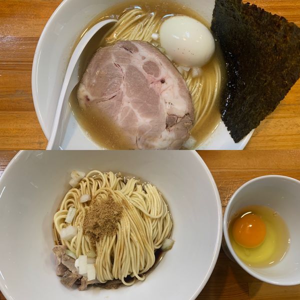 「白醤油＋味玉＋（和え玉＋生卵）」@煮干中華ソバ イチカワの写真