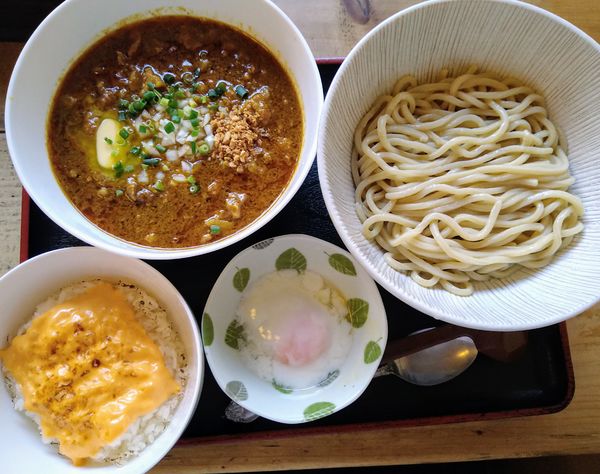 「【限定】バターチキンカレーつけ麺（チーズライス付）￥1000」@和風らーめん 凪の写真