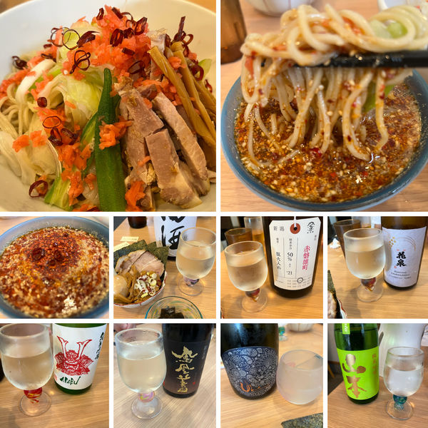 「【期間限定】冷やし辛つけそば 960円特製&日本酒」@中華そば専門 とんちぼの写真