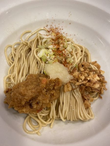 「【限定】海老チリの和え玉(ハーフ)　３５０円」@煮干らーめん 紫乱の写真