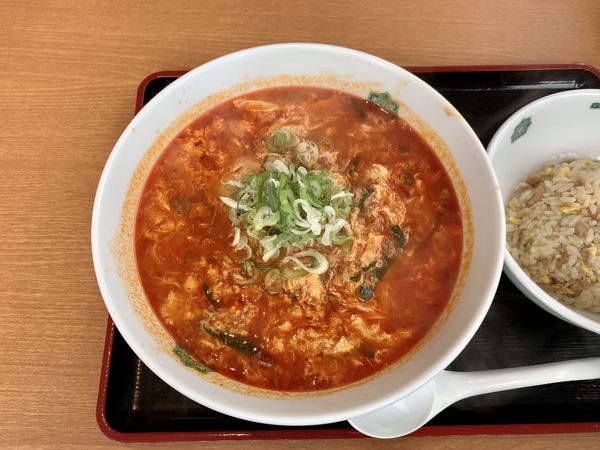 「大宮担々麺＋半チャーハンセット 920円」@日高屋 東金堀上店の写真