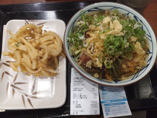 「山菜おろし冷かけ並590円野菜かき揚げ150円」@丸亀製麺 我孫子店の写真