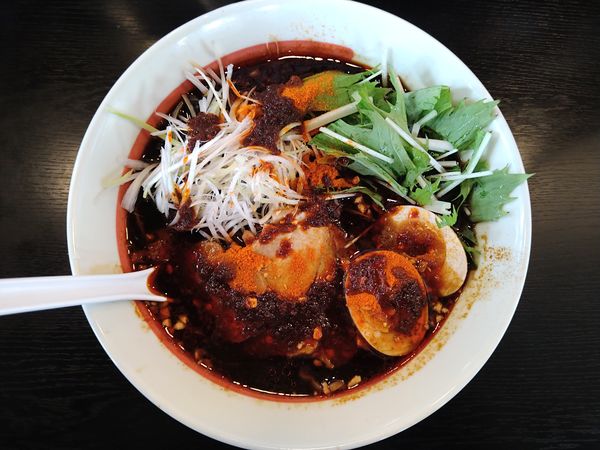 「カレーらーめん（ブラック、かため）＋5辛赤マー油」@幸楽苑 パワーモール前橋みなみ店の写真