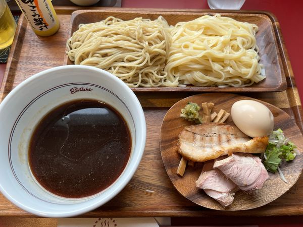 「つけそば（バラ）＋モモ肉・味玉」@戸越らーめん えにしの写真