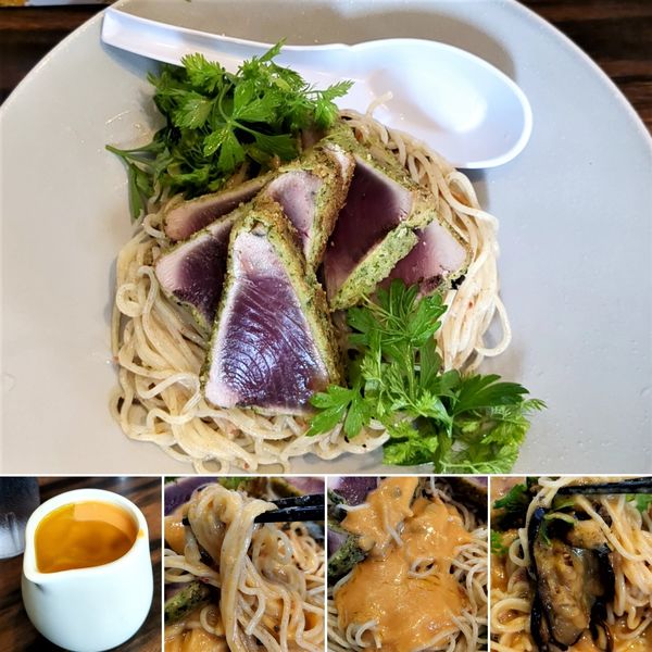 「ガスパチョとカツオの香草パン粉のカツレツ(限定) 2200円」@稲荷屋の写真