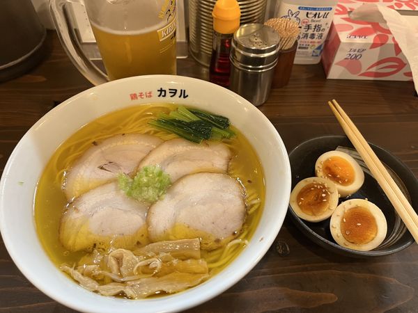 「鶏そば　塩　チャーシュー＋晩酌セット」@鶏そば カヲルの写真