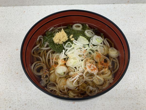 「めかぶそば 450円」@そば処はやて 盛岡駅店の写真
