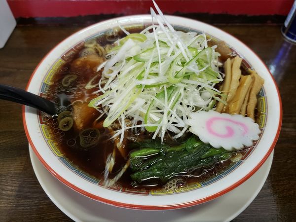 「伝+ネギ（縮れ麺」@ますや本店 駅前店の写真
