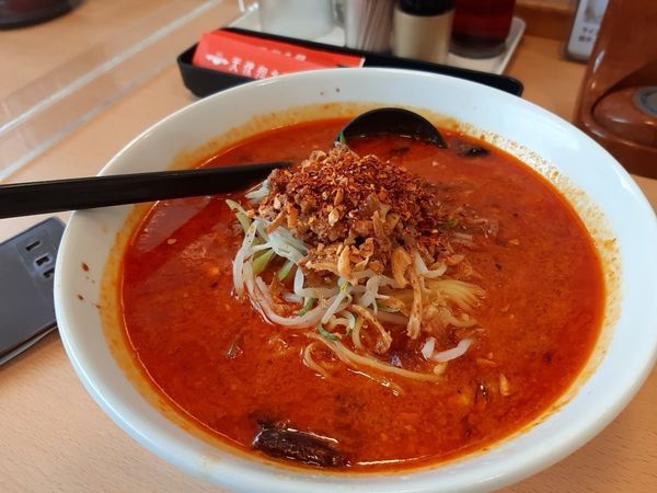 「天使担々麺超激辛大盛660円コーヒーライフ付き」@天使担々麺の写真