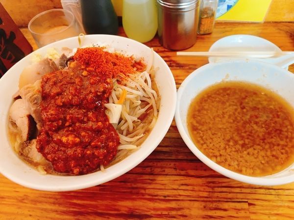 「ぶた入りオロチョンスープつけめん中盛り」@にかいやの写真