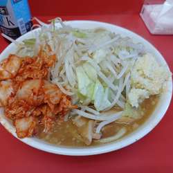 小ラーメンキムチトッピング麺少なめ（ニンニク少なめヤサイ）