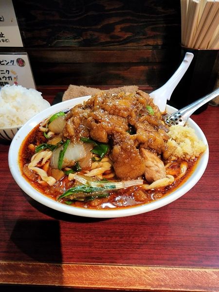 「辛いスタ満  ライス  ポン生  ショウガ  背脂」@元祖スタミナ満点らーめんすず鬼 赤坂店の写真
