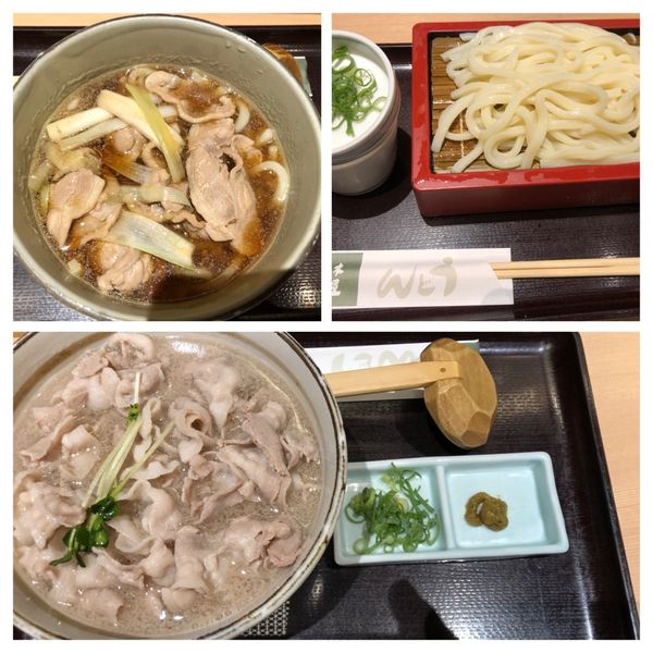 「黒豚温うどん1419ざる冷やし979鴨南蛮1529」@銀座 木屋 羽田空港店の写真